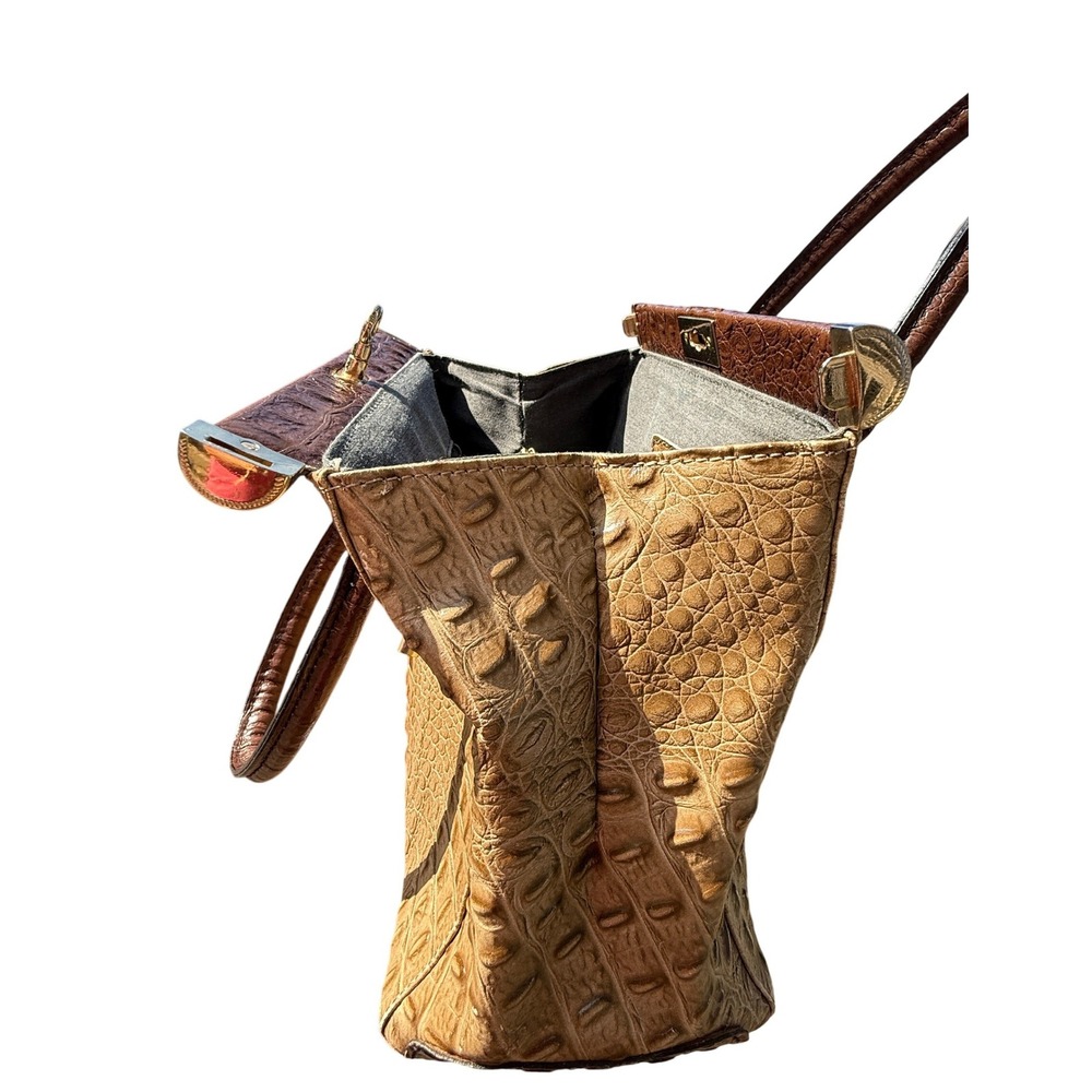 Borse in Pelle Italian Genuine Leather Croc-Embossed Bag Functional Lock‎ & Key - Picture 7 of 16